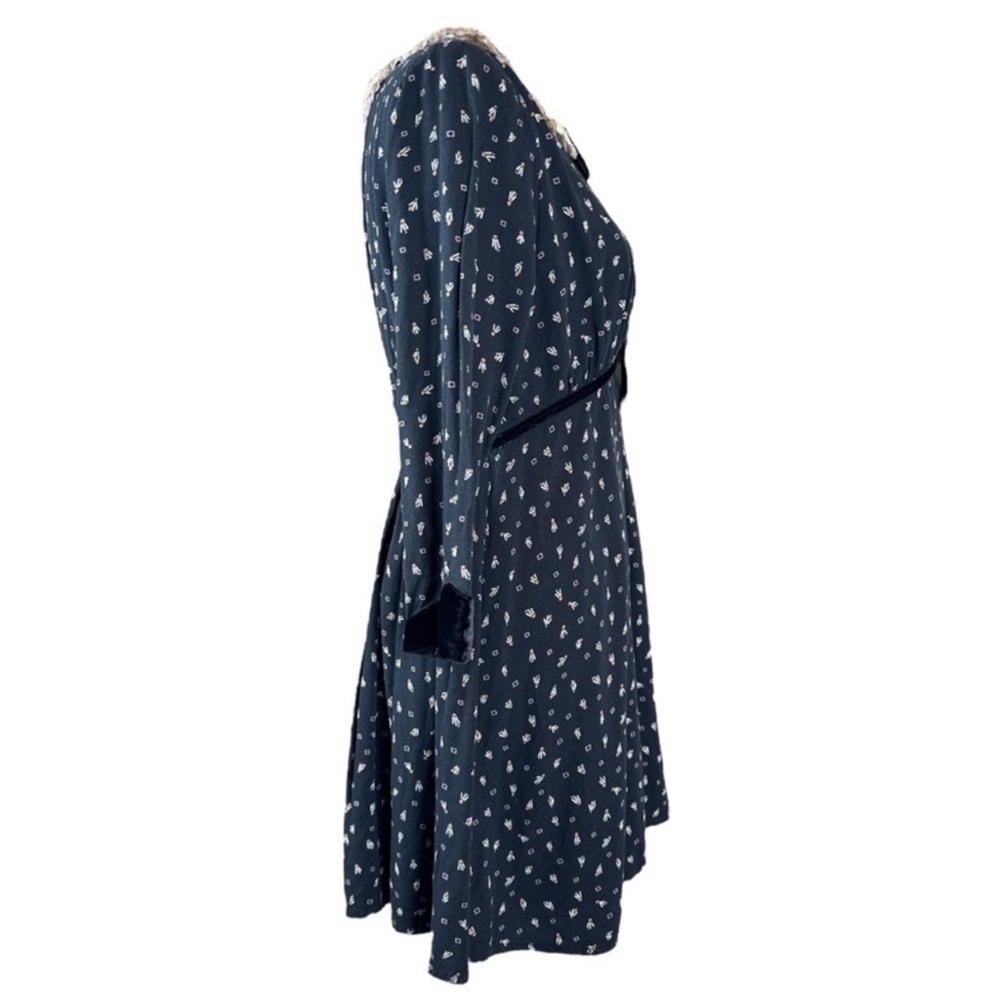 FREE PEOPLE Sweet Delfina Black Lace Collar Mini Dress, Velvet Trim, Size L. - Picture 7 of 13